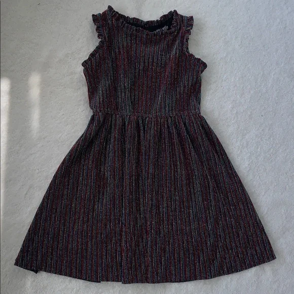 Ava & Yelly 6X Glitter Metallic Striped Dress EUC Red Silver Gold Blue - Picture 10 of 15